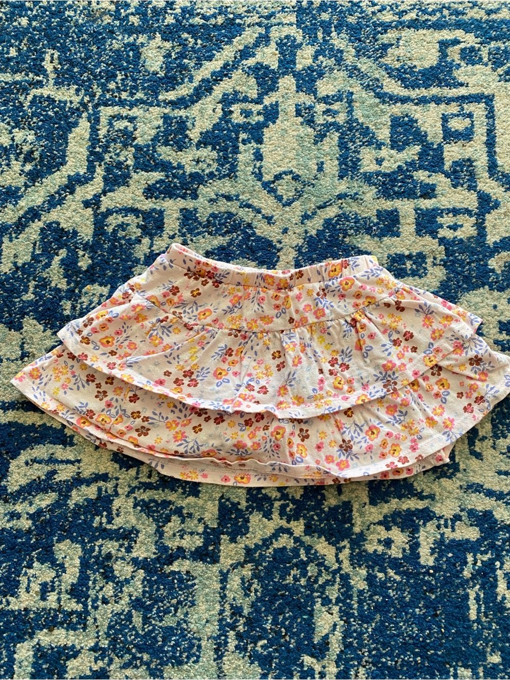 jumping beans Pink Floral Ruffle Skirt with Yellow & Blue Accents